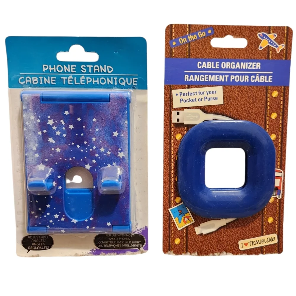 Blue Star Cosmic Universal Cellphone Stand and Phone Charger Cable Organizer Set